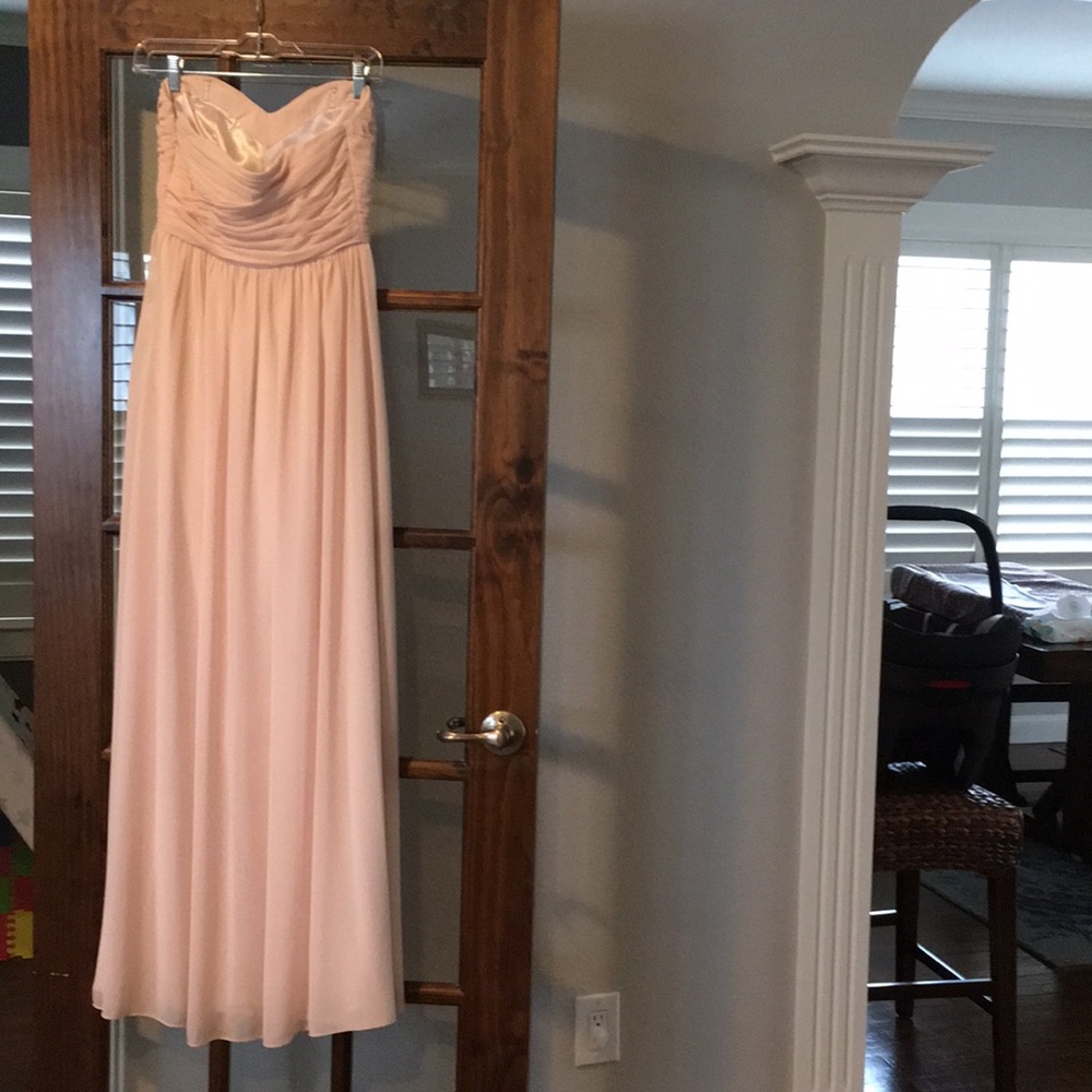 Blush Strapless Bridesmaid Dress